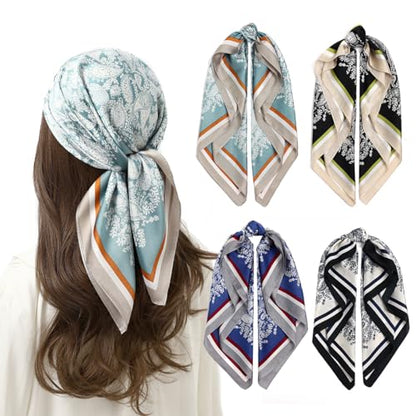 STARWHISPER 27" Square Head Scarf for Women Silk Feeling Satin Scarf Women Fashion Silk Scarf for Wrapping Hair - color: Paisley4