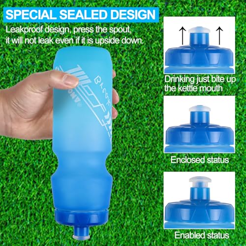 Mtb Bike Water Bottle 750ml Leakproof Squeeze BPA Free 24oz Bicycle Mountain Bottles 24 OZ Design for Cycling Riding, Running Outdoor Sports 2 Pack - color: Black/White+Blue/Green(2 PC)
