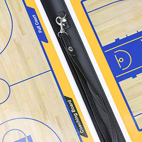 Foldable Leather Football Soccer Magnetic Tactic Marker Coaching Clipboard with Zipper and Marker Pen - Coaching Strategy Guiding Board Kit Equipment Portable Coach Tool - style: Basketball