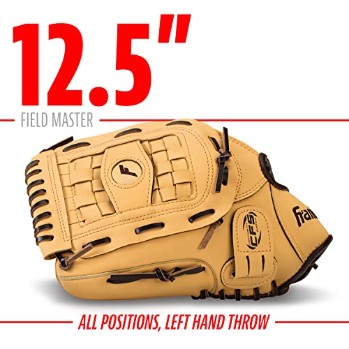 Franklin Sports Field Master Baseball + Softball Glove - Field Master Adult + Youth Baseball + Softball Mitt - Men's + Women's Gloves - color: Camel, style: 12.5" - Basket Web