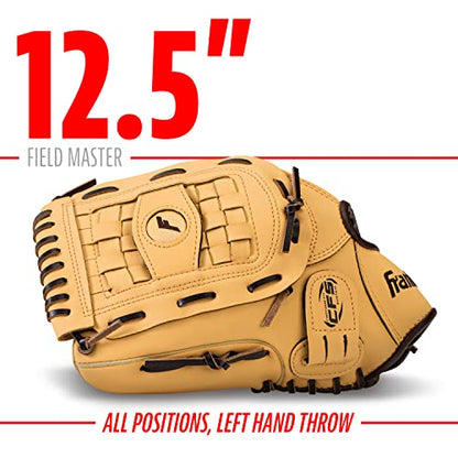 Franklin Sports Field Master Baseball + Softball Glove - Field Master Adult + Youth Baseball + Softball Mitt - Men's + Women's Gloves - color: Camel, style: 12.5" - Basket Web