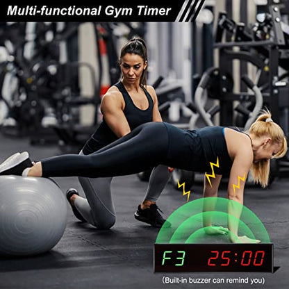 PATIKIL LED Gym Timer Workout Timer Interval Timer Count Down/Up Clock Wall Clock with Remote 11.4" Large Digital Display Timer for Home Garage Fitness