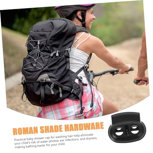 SEWACC 20pcs Plastic Cord Lock Double Hole Threading Buckle for Backpacks Luggage Outdoor Gear Lightweight Design Black - size: 20pcs