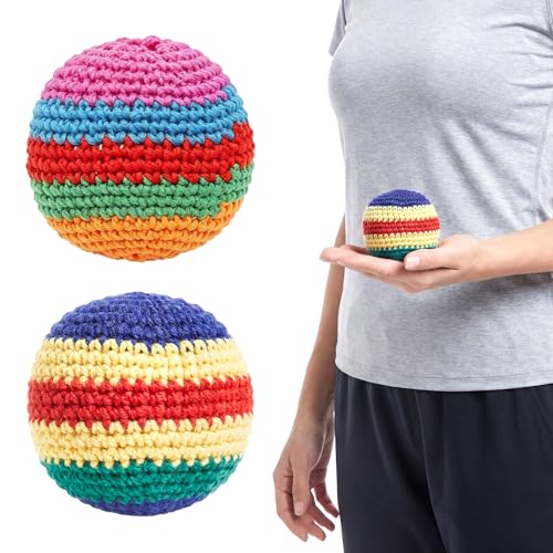 2/5/10 PCS Handmade Crochet Footbag Set for Adults – Assorted Kick & Toss Bags, Juggling Balls for Beginners, Outdoor & Party Fun - size: 2PCS