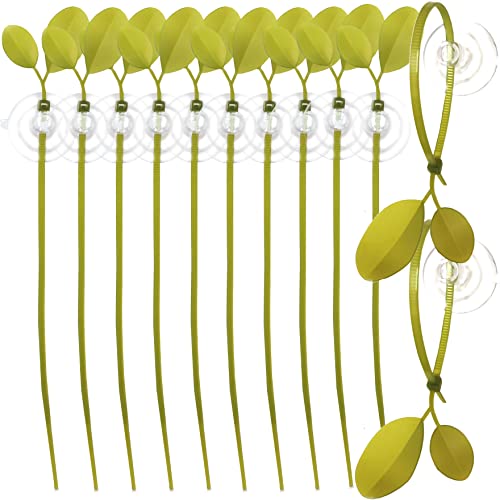 Aquarium Suction Cups and Leaf-Shaped Adjustable Cable Ties for Binding Moss Shrimp Dodging Nest, Suction Cups with Holes Aquarium Plants Holder (12)