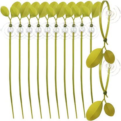 Aquarium Suction Cups and Leaf-Shaped Adjustable Cable Ties for Binding Moss Shrimp Dodging Nest, Suction Cups with Holes Aquarium Plants Holder (12)
