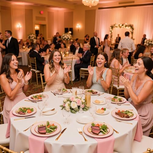 175PCS Pink Gold Plastic Dinnerware Set,Pink Plastic Plates, Include: 25 Dinner Plates, 25 Dessert Plates, 25 Pre Rolled Napkins with Gold Silverware, 25 Cups for Spring Wedding,Mother's Day - color: Pink and Gold