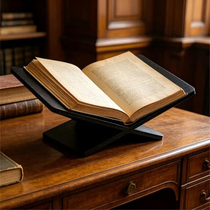 Wooden Large Book Stand for Desktop Display & Reading – Extra Large Cross Frame Open Book Holder, Sleek Finish, Coffee Table Stand for Art Bible Cookbook Easel Magazine Textbooks Quran