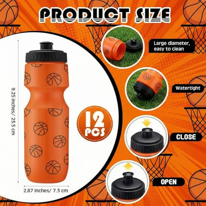 Reallnaive Party Favors Gifts, 24 oz Water Bottles Reusable Sport Squeeze Drinking Cup, Eat Sleep Drawstring Bag Cinch Sack Sport Pack for School Team Gift Event Accessories - style: Basketball