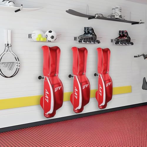 BiJun Wall Mount Golf Bag Storage Rack, Space Saving Garage Home Organizer | Fits All Golf Bags & Backpacks,80lbs Heavy Duty,Rust Resistant,Easy Wall Mount,for Garage Driving Range