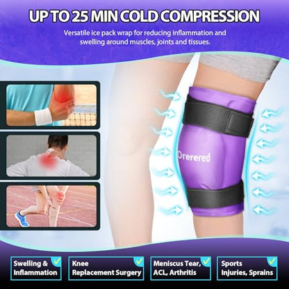Reusable Cold Ice Packs for Injuries, 3-Piece Set Cold Gel Ice Wrap for Injury Recovery, Alleviate Joint and Muscle Pain (Knee Ice Wrap-Purple) - color: Knee Ice Wrap-purple