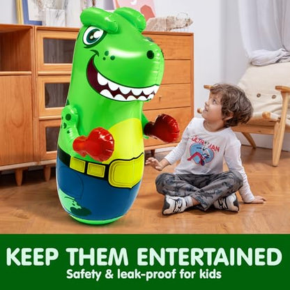 JOYIN Inflatable T.rex Dinosaur Bopper 47 Inches, Bop Bag Inflatable Punching Toy, Kids Punching Bag with Bounce-Back Action