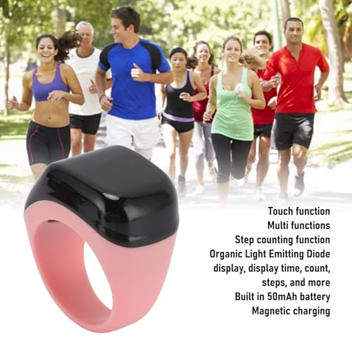 Finger Smart Tally Counter Ring, Muslim Digital Azan Alarm Clock, Vibration Reminder, Touch Control, 0.42in Screen, for Nice Islamic Gift - color: Pink