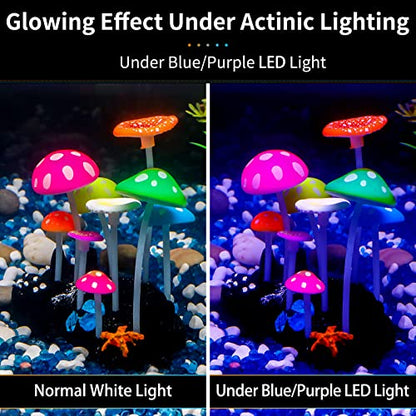 Uniclife Glowing Effect Artificial Mushroom Aquarium Plant Decor Ornament Decoration for Fish Tank Landscape - size: Mushroom