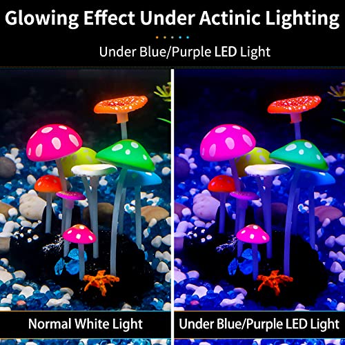 Uniclife Glowing Effect Artificial Mushroom Aquarium Plant Decor Ornament Decoration for Fish Tank Landscape - size: Mushroom