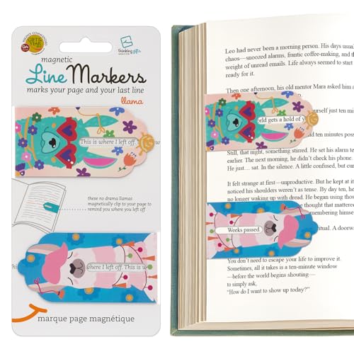 Gifts for Readers & Writers Linemarker Magnetic Bookmarks for Women & Men Llama, Set of 2 Magnet Bookmark Clips, Magnetic Page Holder & Book Marker for Reading with Cute Bookmarks Design for Kids - color: Llama