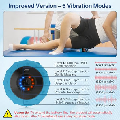 Upgraded Vibrating Massage Ball with 5-Speed, LED Display, Rechargeable Massage Vibrating Ball for Relieving Muscle Pressure, Electric Massager for Fitness/Yoga/Training (Blue) - color: Light Blue