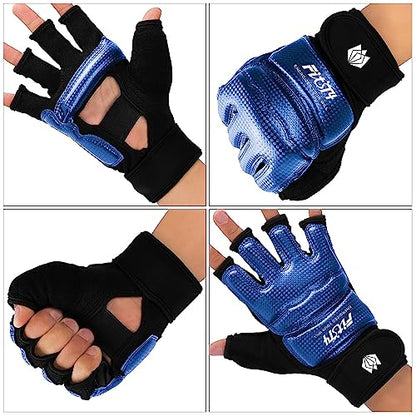 FitsT4 Sports Half Mitts MMA UFC Training Boxing Punch Bag Martial Arts Gloves - color: Blue, size: Large