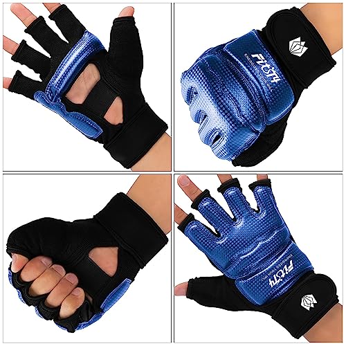 FitsT4 Sports Half Mitts MMA UFC Training Boxing Punch Bag Martial Arts Gloves - color: Blue, size: X-Large