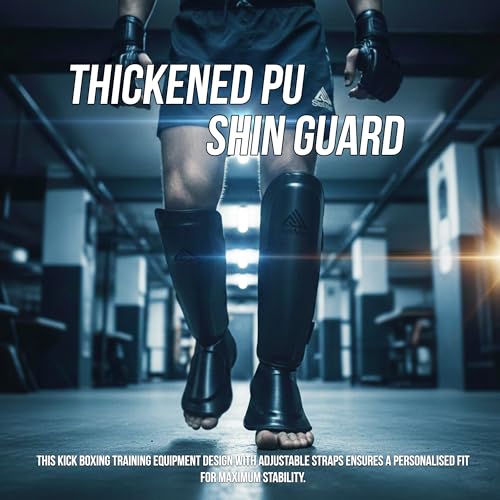 MMA Shin Guards for Men & Women | Lightweight Kickboxing Shin Pads with Foot Protection | Muay Thai, Sparring, Martial Arts & MMA Training Gear