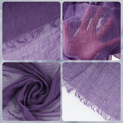 Nydotd Women Summer Cotton Linen Scarf Crinkle Long Beach Shawl Wrap hijab with Fringe - color: Dark Purple