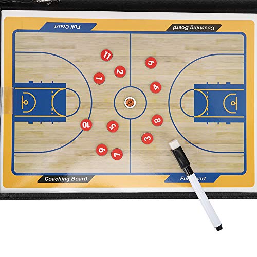 Magnetic Coaching Basketball Board, Colorful Folding Tactics Teaching Display Plate PU Leather Water Proof Training Clipboard for Teaching Instruction