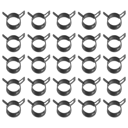 PATIKIL Spring Band Hose Pipe Clamps for 14-15.8mm OD Hose, 25 Pack Silicone Vacuum Constant Tension Band Clips for Fuel Line Silicone Air Hose Tube Water Pipe, Black - color: Black, size: 14-15.8mm