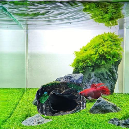 Fish Tank Decor Broken Barrel Design Resin Ornament | Fish Aquarium Decor for Betta Shrimp Turtle Jellyfish Reptile Small Pets Freshwater Saltwater