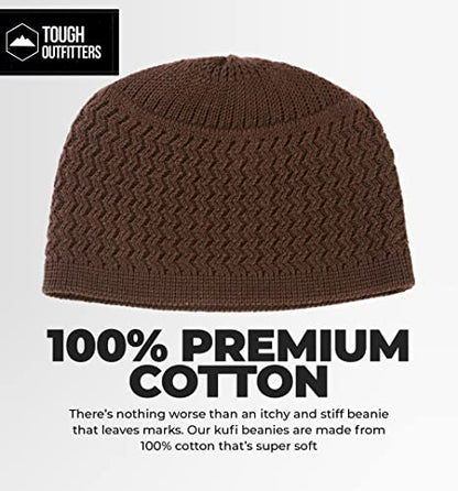 Tough Headwear Kufi Hat - Kufi Hats for Men Muslim, Turkish Kufi Cap - color: Brown