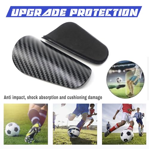 Mini Shin Guards Soccer Kids,Small Protective Gear with Fixed Straps | 2 Pairs Small Tiny Shin Pads Match Equipment Protective Tiny Shin Guards Soccer for All Ages - color: Carbon pattern, size: M(H: 4.5 in,W: 2.9 in)