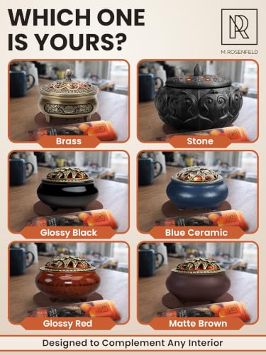 Resin Incense Burner Bowl Set for Charcoal, Frankincense & Resin – Heat-Resistant Censer Incense Holder for Cones & Sticks with Clean Ash Catcher for Home Fragrance, Relaxation & Traditional Use - color: Burner Black