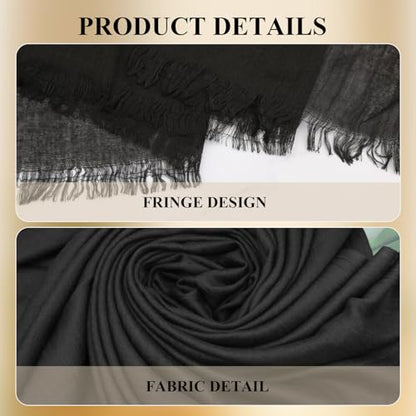 Extra Large Cotton Linen Shawl Wrap for Women, Elegant Scarf with UV Protection Breathable Lightweight Head Cover Hijab - color: Black