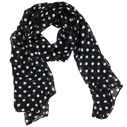 Tapp Collections™ Fashionable Soft Chiffon Scarf - color: Polka Dots / Black