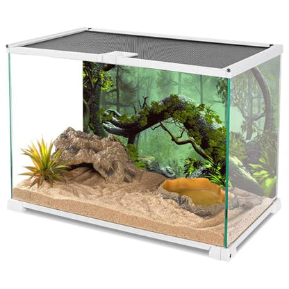 72x16 inches Reptile Habitat Background Foggy Forest Terrarium Backdrop | AWERT Tropical Rainforest Stone Green Tree Aquarium Background, Durable Polyester - size: 72x16in/180x40cm