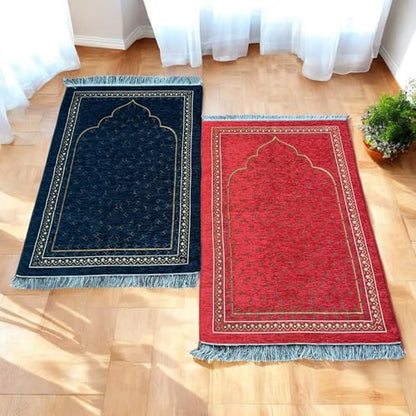 SAIKA 7 Pieces Prayer Rug Set, Prayer Rug Set for Couples & Families, Prayer Beads, Scarf, Muslim Hat, Prayer mats & Short Surahs Book, Islamic Gift, Janmaz, Salah mat, Rmadan Gift (Rose Box Set) - color: Rose Box Set