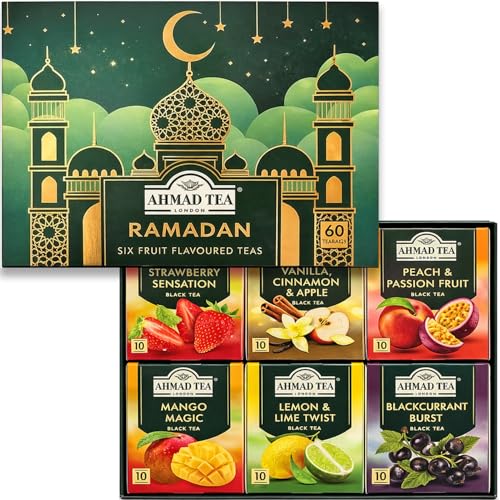 Ahmad Tea - Ramadan Gift Box, 60 Teabags, Fruitytea Assorted Black and Green Tea Selection (Fruity)