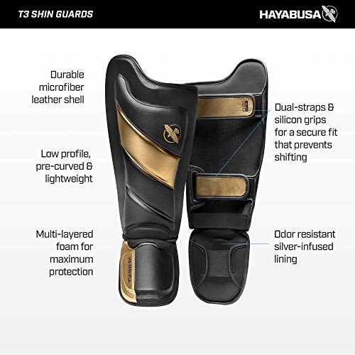 Hayabusa T3 Striking Shinguards - color: White/Black, size: Small