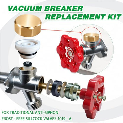 Gold Metal ASSE 1019-A Vacuum Breaker Check Valve Repair Kit, Anti-Siphon Replacement Parts, Corrosion Resistant, Solid Brass Top Cover, Plastic Body, Plunger & O-Ring, 2 Pack - color: yellow metal