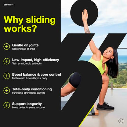 Slyfit Slide Board – Revolutionize Your Workouts: Slide Exercise at Home with Booties for Fitness, for Multi-Sport Training, Core Strength, Flexibility – Low-Impact Durable Home Gym Equipment for Balance and Agility