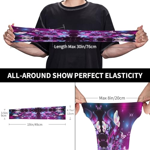 Arm Sleeves Outdoor Garden Sports Cooling Sun Sleeve for Women Men Farm - color: Purple Butterfly