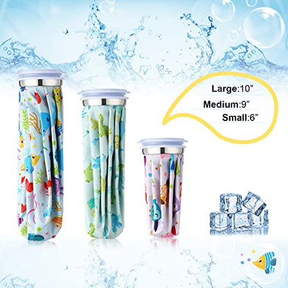Nuanchu 3 Pieces Ice Bags for Injuries Reusable Ice Pack Hot Cold Water Bag 6, 9, 10 Inches Hot Cold Therapy and Pain Relief Pain Screw Top for Sports Knee Head Leg(Cute Style) - style: Cute Style