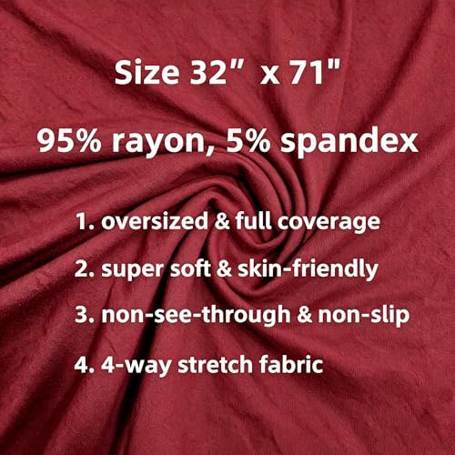 Lina & Lily Non-see-through Premium Jersey Maxi Hijab Head Scarf Wrap for Muslim Women - color: Burgundy