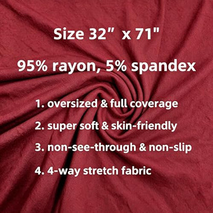 Lina & Lily Non-see-through Premium Jersey Maxi Hijab Head Scarf Wrap for Muslim Women - color: Burgundy