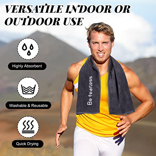 Newwiee 1 Pc Microfiber Gym Towel for Exercise Fitness 32 x 16 Inch Soft Quick-Drying Sweat Absorbent Yoga Towel for Women Men Be Fearless Sport Towels for Cycling, Swimming, Workout, Camping