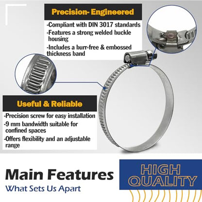 10 Pack SAE Size 16 Stainless Steel Hose Clamps, German Style Embossed Worm Gear Clamp, Adjustable 3/4 to 1-5/8 inch (25-40mm) for Dryer Vent Intercooler Hose - size: 1 to 1-5/8 inch (10 Pack)
