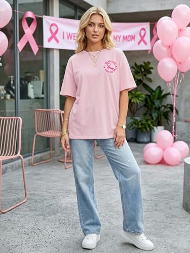 Breast Cancer Shirts for Women Pink Ribbon Boxing Gloves Graphic Tops Breast Cancer Awareness Tshirts Fighter Tees - color: Pink1, size: Large
