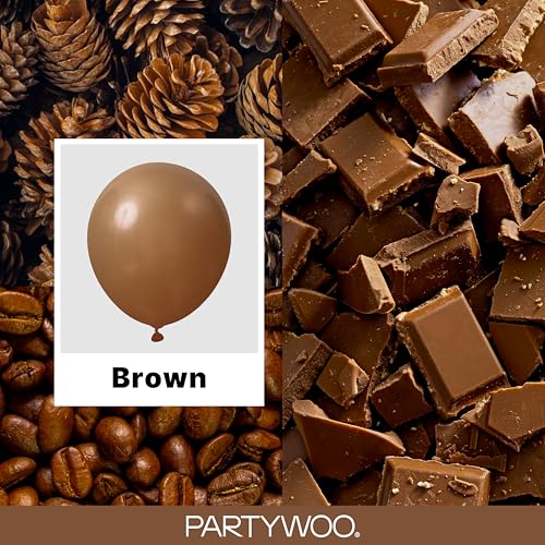 PartyWoo 브라운 풍선 152피스 다양한 사이즈 45.7cm(18인치), 30.5cm(12인치), 25.4cm(10인치), 12.7cm(5인치) 보헤미안 뉴트럴 가을 커피 탠 풍선 아치 키트 화환 생일 소년 베이비 샤워 정글 사파리 가을 파티 장식 브라운-F09 - color: 브라운-f09