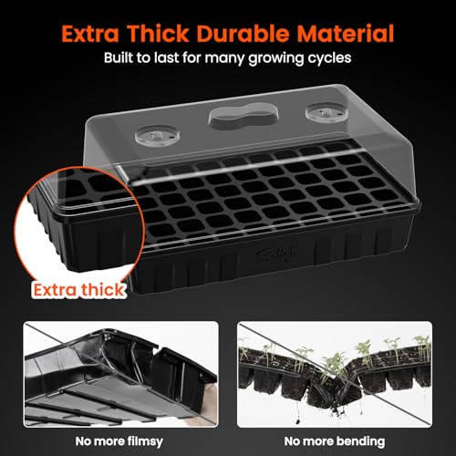 SOLIGT 3 Set 60-Cell Seed Starter Kit with Domes, Cell Trays and Heat Mats | Cloning, Propagation and Germination Station - size: 3 SET