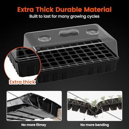 SOLIGT 3 Set 60-Cell Seed Starter Kit with Domes, Cell Trays and Heat Mats | Cloning, Propagation and Germination Station - size: 3 SET