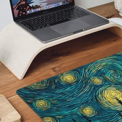 XXL Gaming Mouse Pad 35.4 x 15.7 Inch, Large Desk Mousepad | Mousepad with Starry Sky Design, Non-Slip Rubber Base, Water-Resistant Surface and Stitched Edges for Gaming, Office & Home - color: Starry Sky